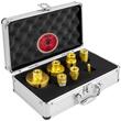 Set 6 carote diamantate si 1 disc taiere 125 mm pentru gresie, marmura, 20-68 mm, prindere M14, umed sau uscat, cutie depozitare