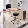 Scaun hidraulic cu support picioare, tip sa, pentru salon/cabinete, max 204 kg, 5 roti, inaltime reglabila 55-71 cm, Negru