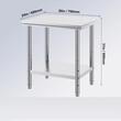 Masa de lucru Inox, pentru preparare alimente, 600x760x800 mm, 1 x rafturi