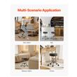 Scaun hidraulic cu support picioare, tip sa, pentru salon/cabinete, max 204 kg, 5 roti, inaltime reglabila 55-71 cm, Negru