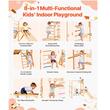 Spatiu de joaca Montessori 8in1 pentru copii, Lemn de pin, Leagan, Topogan, franghie, max 100 kg, anti-rasturnare