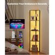 Raft multifunctional de colt cu 5 etaje, Lumina led, Metal/MDF, 29.5 x 29.5 x 162.6 cm, pentru plante, carti, decoratiuni