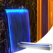 Cascada dreptunghiulara pentru piscina, Inox, Latime lama apa 60 cm, dimensiune 60 x 11.5 x 8 cm, Telecomanda, 18 culori Led