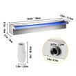 Cascada dreptunghiulara pentru piscina, Inox, Latime lama apa 60 cm, dimensiune 60 x 11.5 x 8 cm, Telecomanda, 18 culori Led
