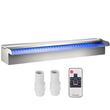 Cascada dreptunghiulara pentru piscina, Inox, Latime lama apa 60 cm, dimensiune 60 x 11.5 x 8 cm, Telecomanda, 18 culori Led