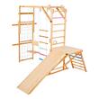 Spatiu de joaca Montessori 8in1 pentru copii, Lemn de pin, Leagan, Topogan, franghie, max 100 kg, anti-rasturnare