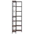 Raft multifunctional de colt cu 7 etaje, Metal/MDF, 60 x 60 x 200 cm, pentru plante, carti, decoratiuni