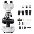 Microscop binocular compus, Profesional, Zoom 40-2000X, Lumina LED, Captură foto Bluetooth