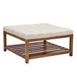 Masa de cafea ottoman, raft depozitare, Maro/Alb, Lemn, 875 x 875 x 445 mm, max 180 kg