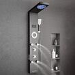 Panou dus hidromasaj, Inox Negru, 6 in 1, Led, 1345 x 200 x 460 mm, 6 jeturi masaj corporal, 