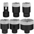 Set 6 carote diamantate si 1 disc taiere 125 mm pentru gresie, marmura, 20/35/40/50/55/68 mm, prindere M14, umed sau uscat, cutie depozitare