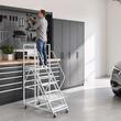 Scara cu platforma si balustrada, 6 x trepte antiderapante, max 500 kg, Inaltime 190 cm, 4 x roti