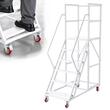 Scara cu platforma si balustrada, 6 x trepte antiderapante, max 500 kg, Inaltime 190 cm, 4 x roti