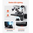 Microscop binocular compus, Profesional, Zoom 40-2000X, Lumina LED, Captură foto Bluetooth