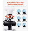 Microscop binocular compus, Profesional, Zoom 40-2000X, Lumina LED, Captură foto Bluetooth