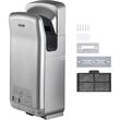 Uscator de maini vertical Vevor Profesional, Argintiu, 2000 W, 100 m/s, timp uscare 8-10 s, filtru Hepa, ABS, 290 x 220 x 685 mm
