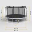 Trambulina pentru exterior, Diametru 427 cm, plasa de protectie, scara de acces, maxim 150 kg, 84 arcuri