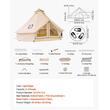 Cort iurta 4 sezoane, Diametru 4 m, Inaltime 2.4 m, 3-4 persoane, Orificiu cos soba, panza respirabila, bej