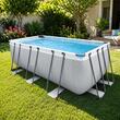 Piscina supraterana dreptunghiulara, Cadru metalic, 400 x 207 x 122 cm, Capacitate 8870 l, Pompa filtrare, Scara
