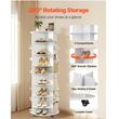 Raft de pantofi rotativ, 7 Niveluri, 588 x 588 x 1646 mm, Lemn/PVC, Alb, 4 x roti