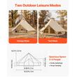 Cort iurta 4 sezoane, Diametru 4 m, Inaltime 2.4 m, 3-4 persoane, Orificiu cos soba, panza respirabila, bej