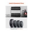 Suport mobil pentru 12 anvelope, 4 x roti, 1585 x 570 x 1520 mm, max 180 kg, 2 rafturi cu inaltime ajustabila, Otel, Husa