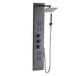 Panou dus hidromasaj, Inox Negru, 4 in 1, dimensiune 1240 x 200 x 545 mm, 5 jeturi masaj corporal, Led, Cap mobil