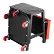 Scaun de atelier cu treapta, 5 x roti, pivotare 360°, capacitate 136 kg, tavita
