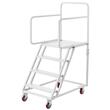Scara cu platforma si balustrada, 4 x trepte antiderapante, max 400 kg, Inaltime 148 cm, 4 x roti