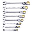 Set 8 chei cu clichet, Cap felxibil, Crom Vanadiu, 8, 10, 11, 12, 13, 14, 15, 17 mm, Husa, 72 dinti