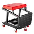 Scaun de atelier cu treapta, 5 x roti, pivotare 360°, capacitate 136 kg, tavita