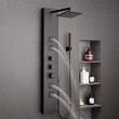 Panou dus hidromasaj, Inox Negru, 4 in 1, dimensiune 1240 x 200 x 545 mm, 5 jeturi masaj corporal, Led, Cap mobil