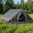 Cort gonflabil pentru camping, 5-8 persoane, pompa manuala, ferestre, Impermeabil, saltea ignifuga