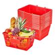 Set 12 x cosuri cumparaturi, 21 l, manere otel, Rosu, Polietilena/Otel