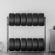 Suport mobil pentru 12 anvelope, 4 x roti, 1585 x 570 x 1520 mm, max 180 kg, 2 rafturi cu inaltime ajustabila, Otel, Husa