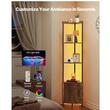 Raft multifunctional de colt cu 5 etaje, Lumina led, 1 x usa, Metal/MDF, 30.5 x 30.5 x 167.8 cm, pentru plante, carti, decoratiuni