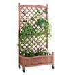 Jardiniera cu spalier, Lemn brad, capacitate 50 kg, dimensiune 75 x 33 x 156 cm, 4 roti