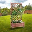 Jardiniera cu spalier, Lemn brad, capacitate 50 kg, dimensiune 75 x 33 x 156 cm, 4 roti