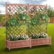 Set 2 Jardiniere cu spalier, Lemn brad, capacitate 100 kg, dimensiune 150 x 33 x 156 cm, 8 x roti