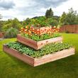 Jardiniera pentru plante sau legume, Lemn brad, 113 x 113 x 51 cm, fara fund