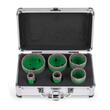 Set 6 carote diamantate pentru gresie, marmura, 20/25/40/45/50/68 mm, prindere M14, umed sau uscat, cutie depozitare