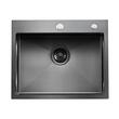 Chiuveta comerciala otel inoxidabil negru, 680x450x190 mm, Strat de izolare fonica si anti-condens, Incastrabila, Margine groasa 3 mm