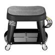 Scaun de atelier, 4 x roti, pivotare 360°, capacitate 136 kg, tavita, 440 x 270 x 350 mm