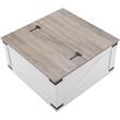 Masuta de cafea Vintage Farm, Spatiu depozitare deschis, Extensibila, Lemn, Patrat, 800 x 800 x 465 mm, Maro/Alb