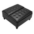 Masa de cafea otoman, Extensibila, cutie depozitare, Negru, Lemn/Piele ecologica, 88.1 x 86.6 x 46.2 cm, max 136 kg