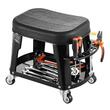 Scaun de atelier, 4 x roti, pivotare 360°, capacitate 136 kg, tavita, 440 x 270 x 350 mm