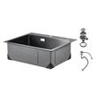 Chiuveta comerciala otel inoxidabil negru, 680x450x190 mm, Strat de izolare fonica si anti-condens, Incastrabila, Margine groasa 3 mm