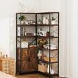 Raft multifunctional de colt cu 6 etaje, Metal/MDF, 80 x 102 x 180 cm, pentru plante, carti, decoratiuni