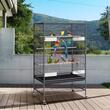 Cusca pentru pasari, Otel, 79x51x132 mm, sertar metalic, 4 roti pivotante, 2 usi, sertar detasabil