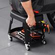 Scaun de atelier, 4 x roti, pivotare 360°, capacitate 136 kg, tavita, 440 x 270 x 350 mm